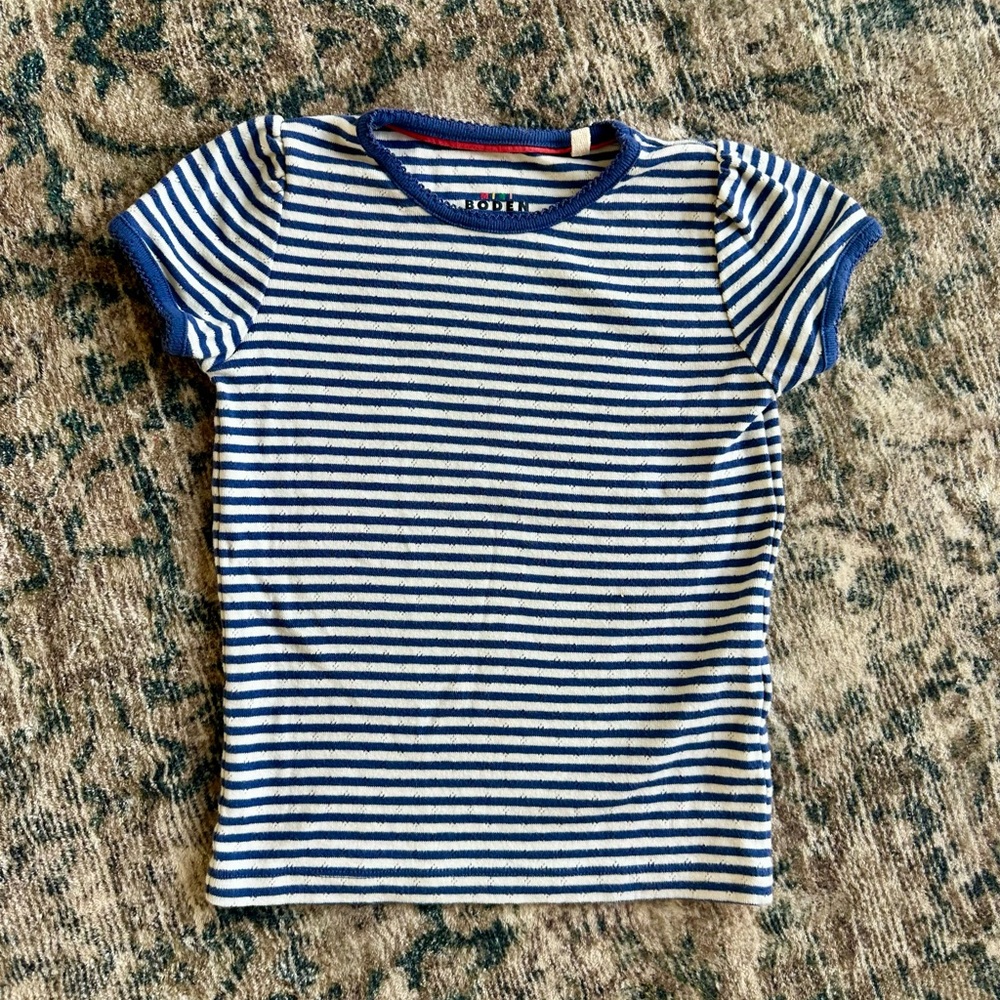 Mini Boden Short Sleeve Pointelle Top